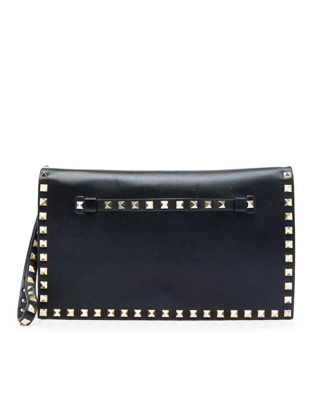 Valentino Leather Rockstud Flap Clutch #297180V46B